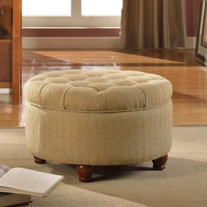 Nussbaum Round Button Upholstered Storage Ottoman by Alcott Hill Nussbaum Round Button Upholstered Storage Ottoman by Alcott Hill