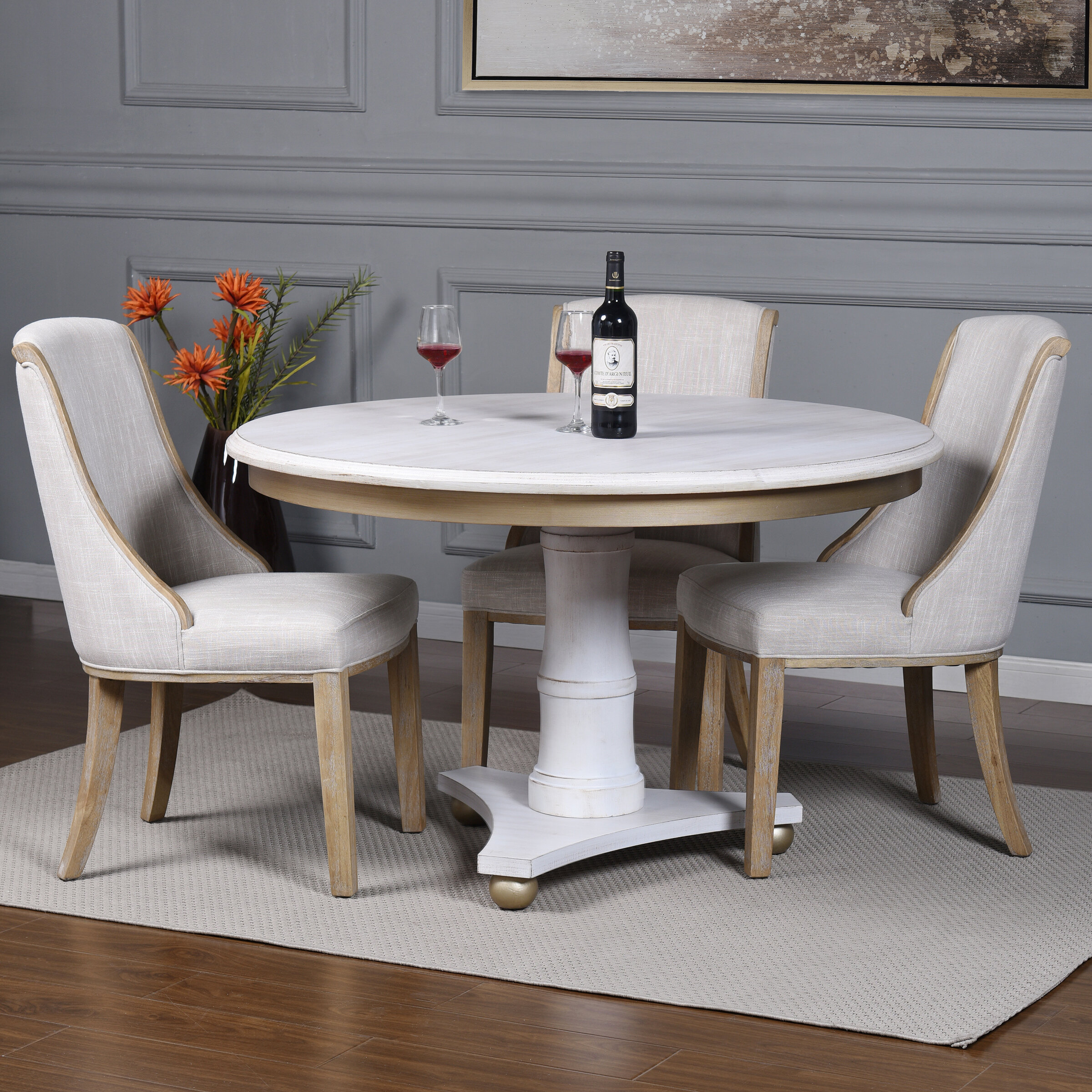 large cream dining table