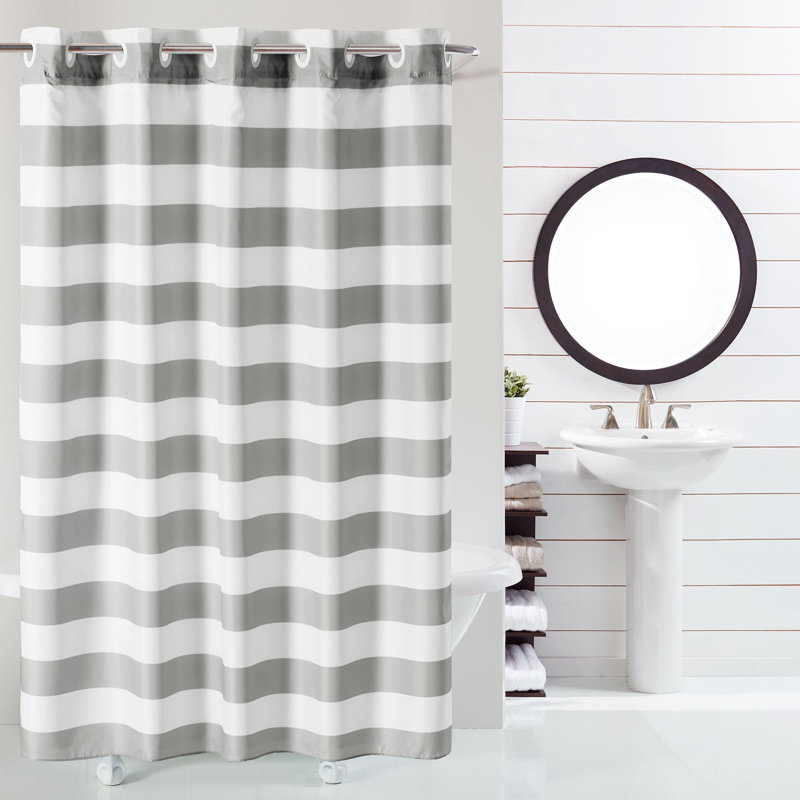 Hookless Shower Curtain Cabana Stripe No Window With Liner Navy