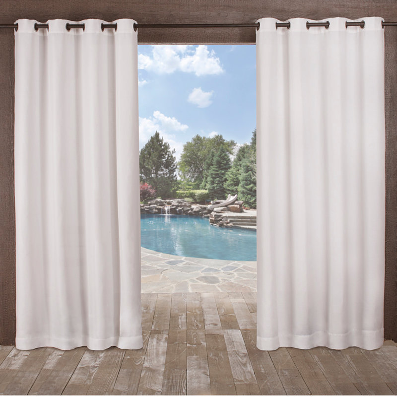 Breanna Solid Color Semi-Sheer Indoor/Outdoor Grommet Curtain Panels Curtain Color: gray Size per Panel: 54\" W x 96\" L