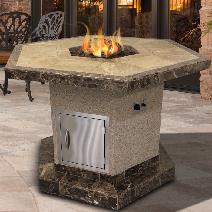 Cal Flame Stucco And Tile Dining Height Square Steel Propane