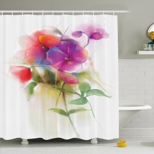 Watercolor Flower Home Blooming Orchid Spring Bouquet Romance Natural Beauty Fragrance Shower Curtain Set