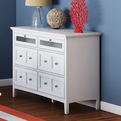 Three Posts Byram 6 Drawer Media Chest Color White