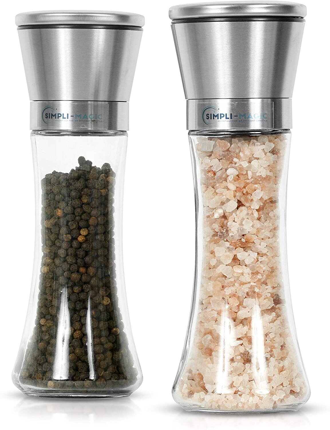 Large MKLZ Salt or Black Pepper Grinder for Cooking,With Handle on Top,Manual Stainless Steel Faucet Salt Shaker Mill,Kitchen Refillable Adjustable Coarseness,for Professional Chef