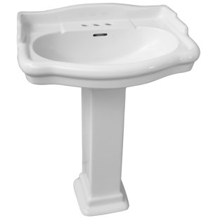 Go to store & view more images Barclay Stanford 600 Vitreous China Rectangular Pedestal Bathroom Sink with Overflow