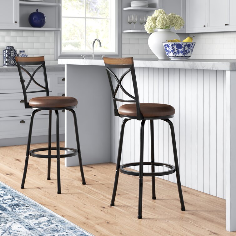 Three Posts Aurora Swivel Adjustable Height Bar Stool Reviews Wayfair