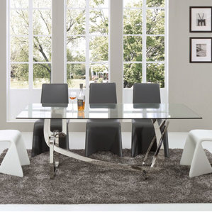 Clower Steel Base Dining Table by Orren Ellis