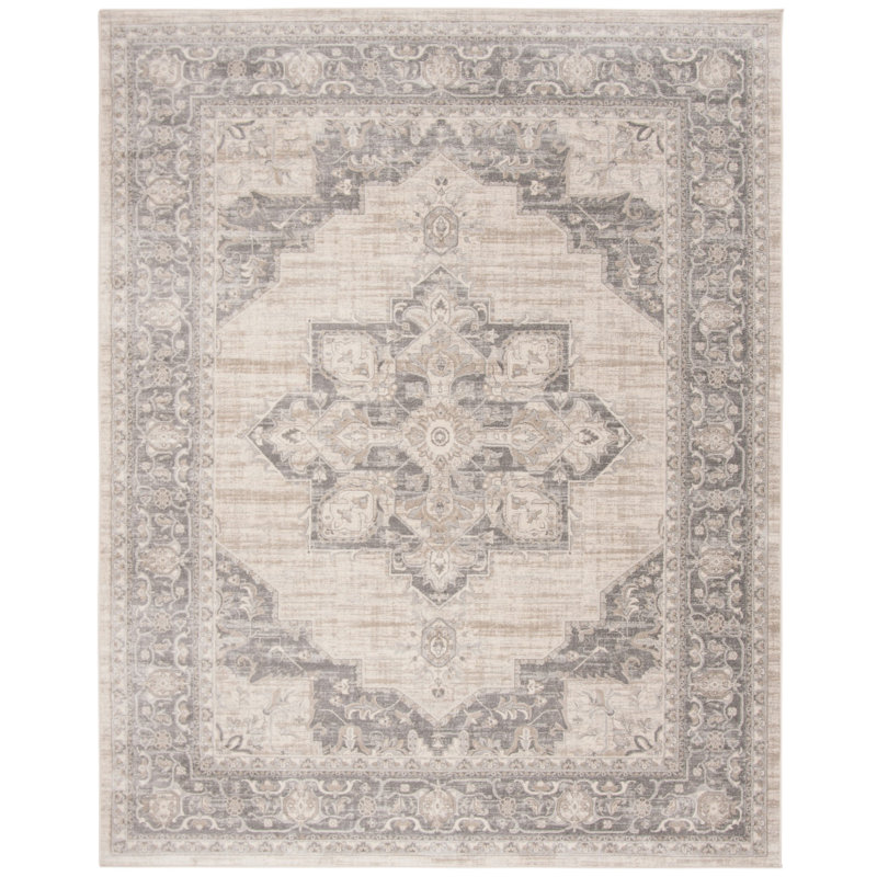 Cardy Oriental Cream/Gray Area Rug Rug Size: Rectangle 8' x 10'