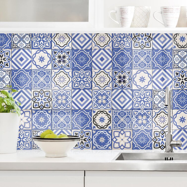 Latitude Vive Kitchen backsplash - Mediterranean tile pattern greyscale ...