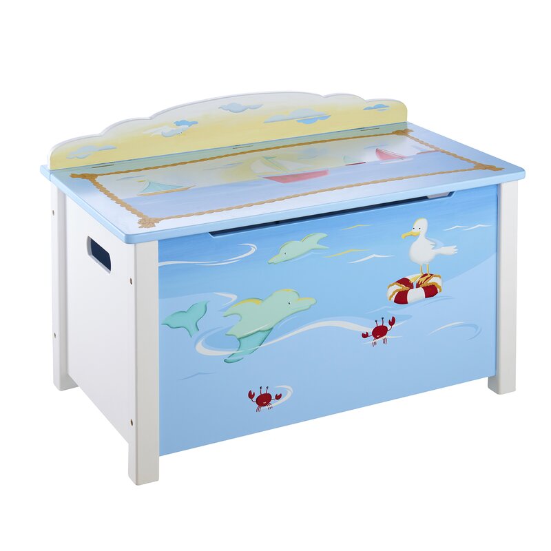 blue and white toy box