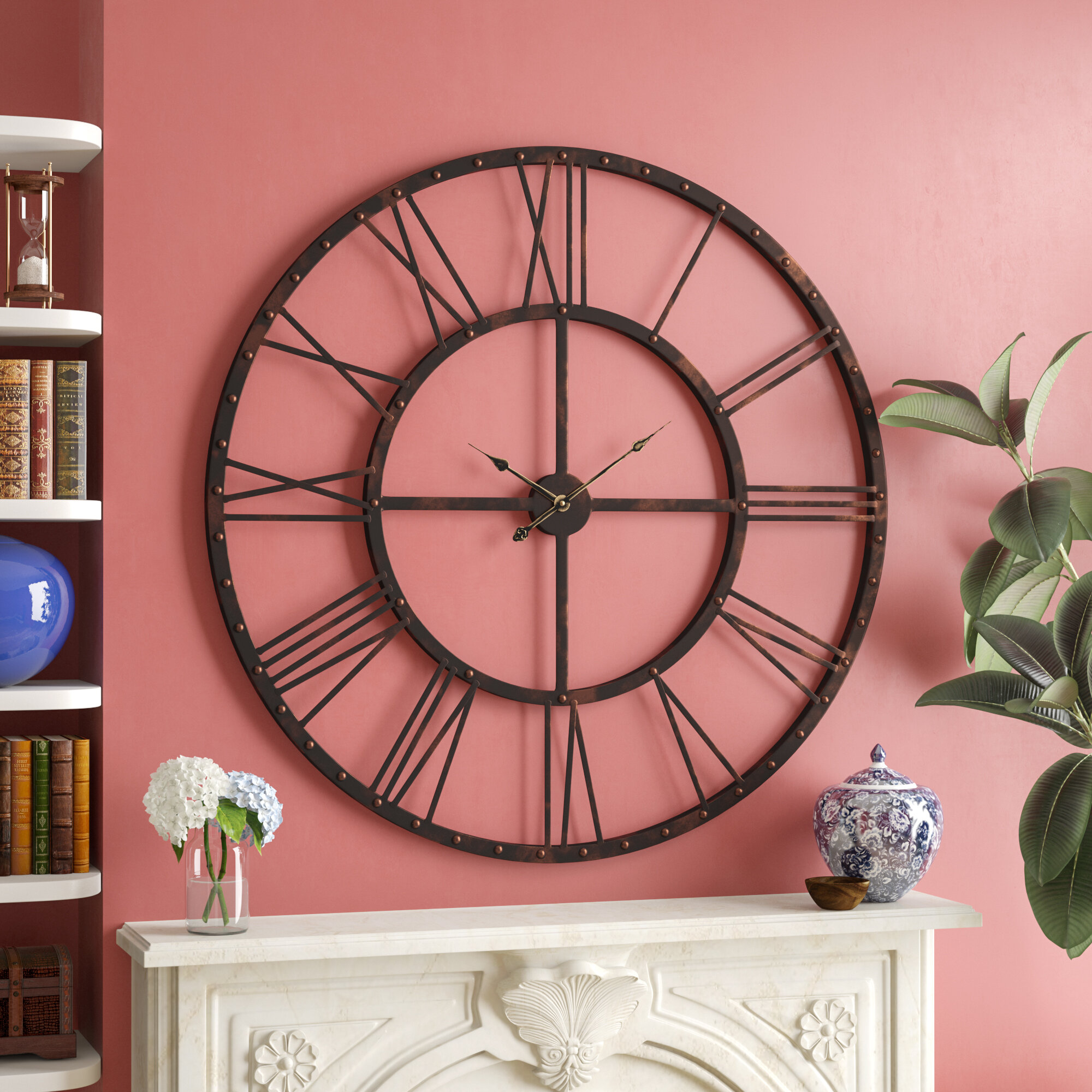 Gracie Oaks Oversized Grenfell Wall Clock Reviews Wayfair