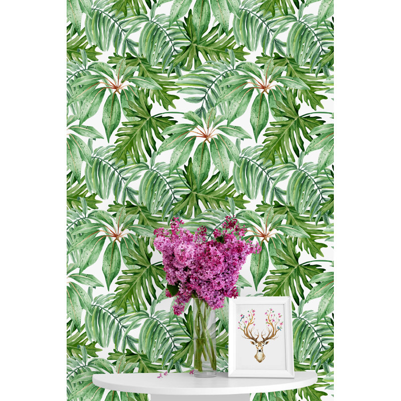 Bay Isle Home Walsall Jungle Leaves 120 L X 25 W Peel And Stick
