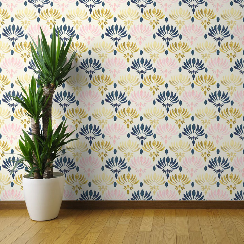 Bungalow Rose Cron Stylized Lotus 27 L X 24 W Wallpaper Panel