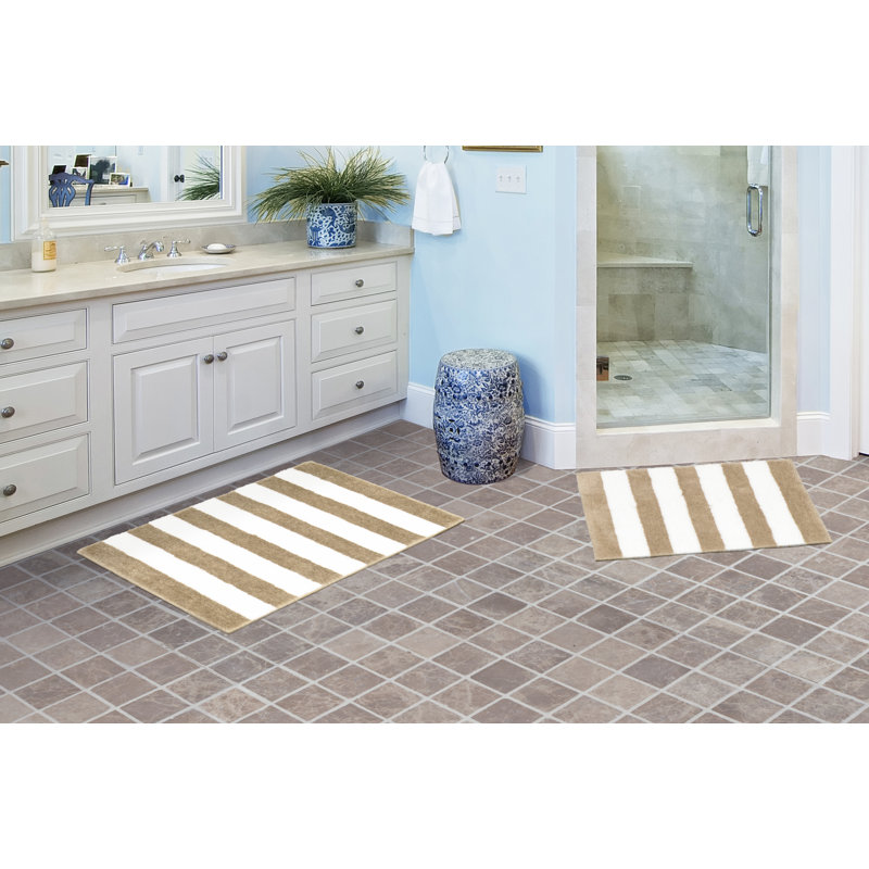Breakwater Bay Portia Rectangle Nylon Non Slip Striped 2 Piece Bath Rug Set Reviews Wayfair Ca