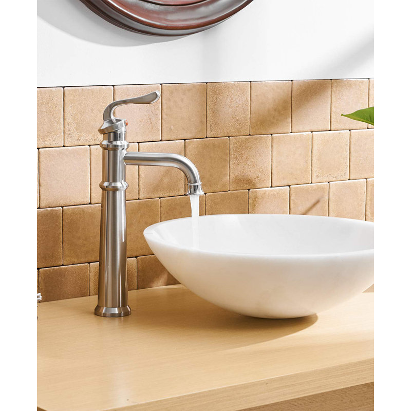 Dfi Waterfall Single Handle One Hole Commercial Bathroom Sink Faucet Vessel Faucets Deck Mount Brushed Nickel With Drain Included Wayfair