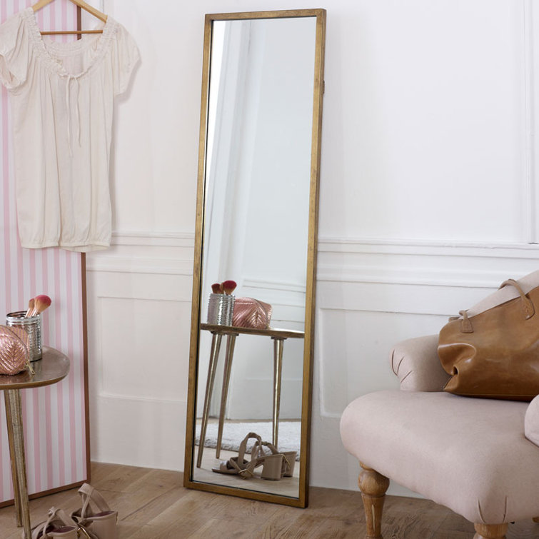 Canora Grey Funderburg Metal Framed Full Length Mirror in Gold
