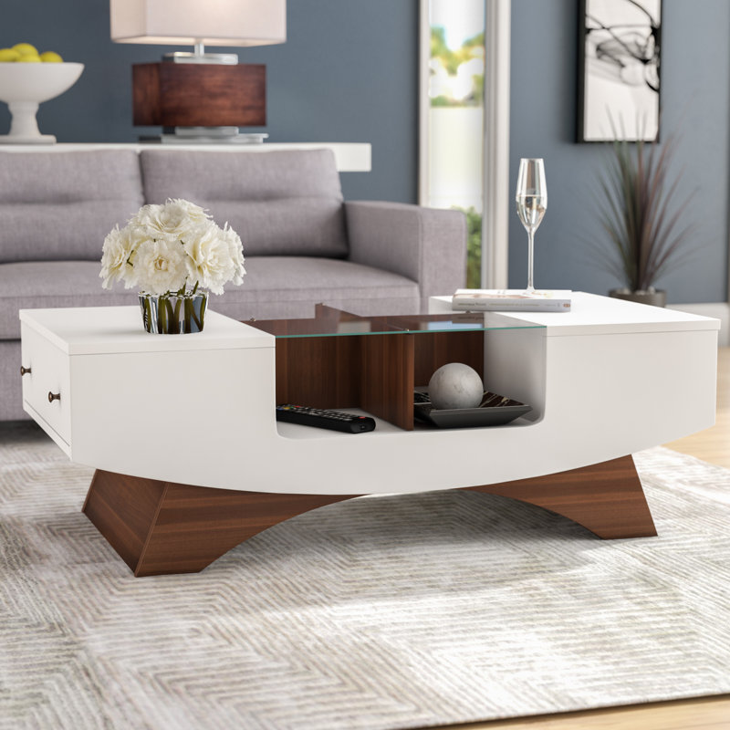 Wade Logan Madilynn Trestle Coffee Table With Storage Reviews Wade Logan Madilynn Trestle Coffee