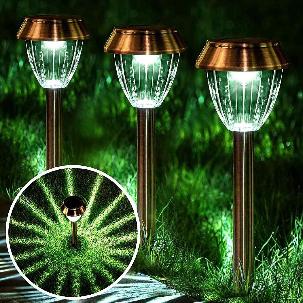 【4 Pack】Waterproof 2-in-1 Solar Powered Garden Lights LED Path Lights Auto On/Off with 2 Color Modes Outdoor Solar Lights for Lawn Yard Walkway Driveway Landscape OSORD Solar Pathway Lights Outdoor