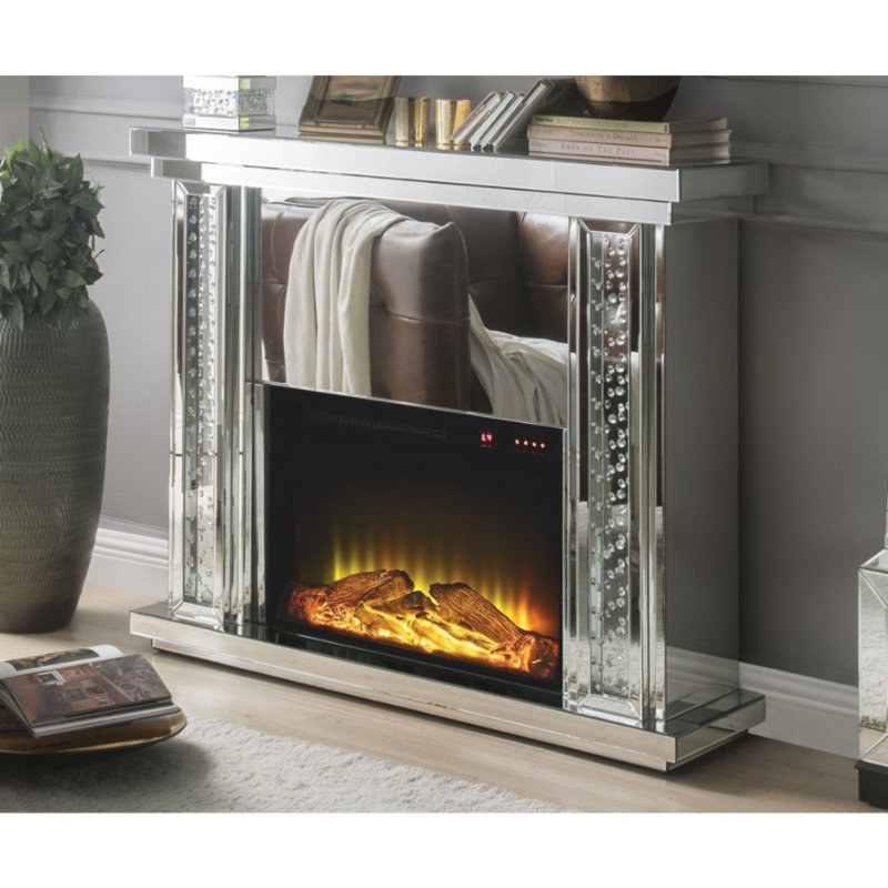 Everly Quinn Milo Mirrored Electric Fireplace Wayfair