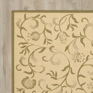 Swirling Garden Cream / Green Area Rug