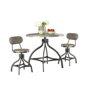 Fatima 3 Piece Adjustable Counter Height Set wit..