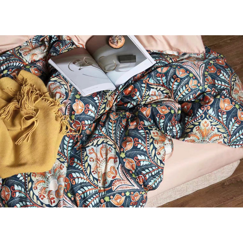 World Menagerie Meenakshi Turquoise Reversible Floral 100 Egyptian Quality Cotton Duvet Cover Set Reviews Wayfair