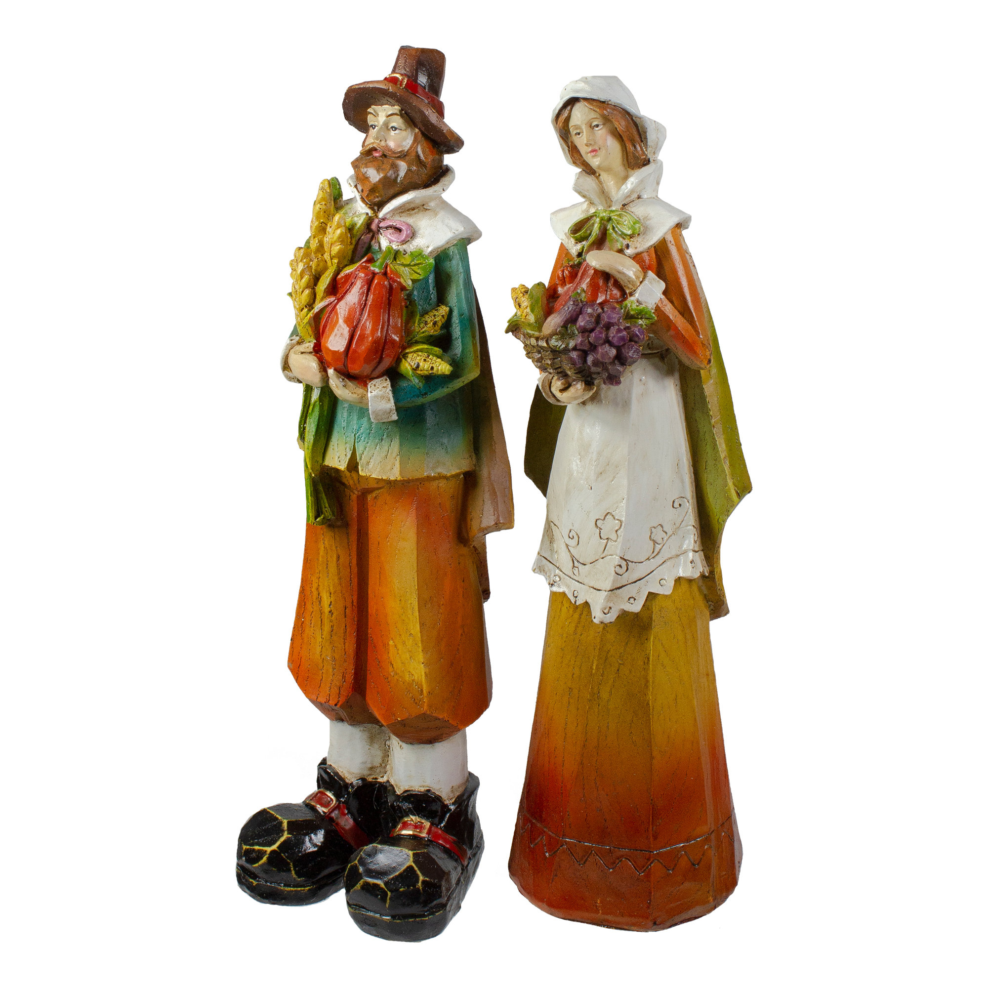 Northlight 2 Piece Pilgrim Wooden Thanksgiving Figurines | Wayfair