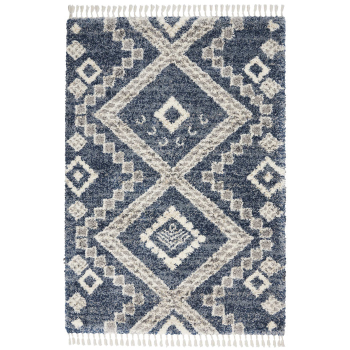 Bennett Scandinavian Blue Beige Area Rug