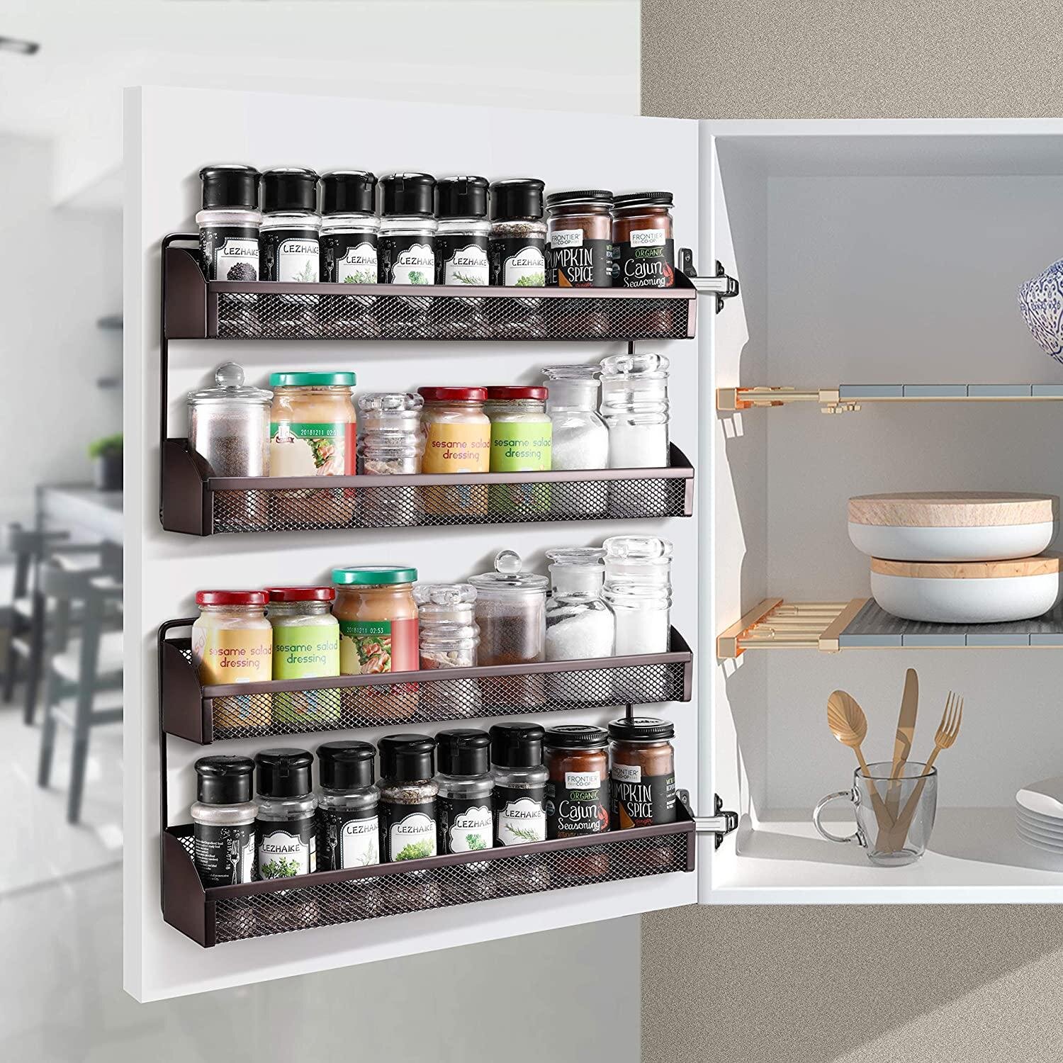 Spice Rack Wall Mount Kitchen Shelf Pantry Holder Door Cabinet Organizer Storage 