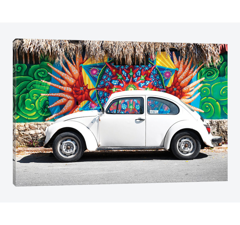 East Urban Home Viva Mexico Series White Vw Beetle Car In