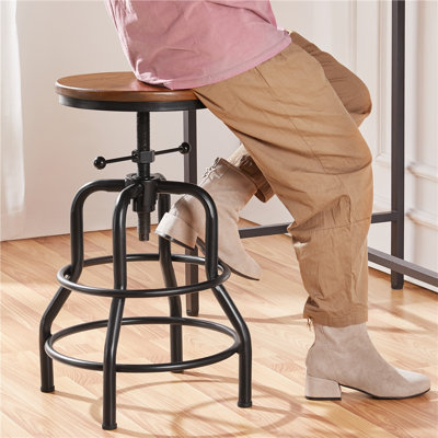 Solid Wood Adjustable Height Bar Stool