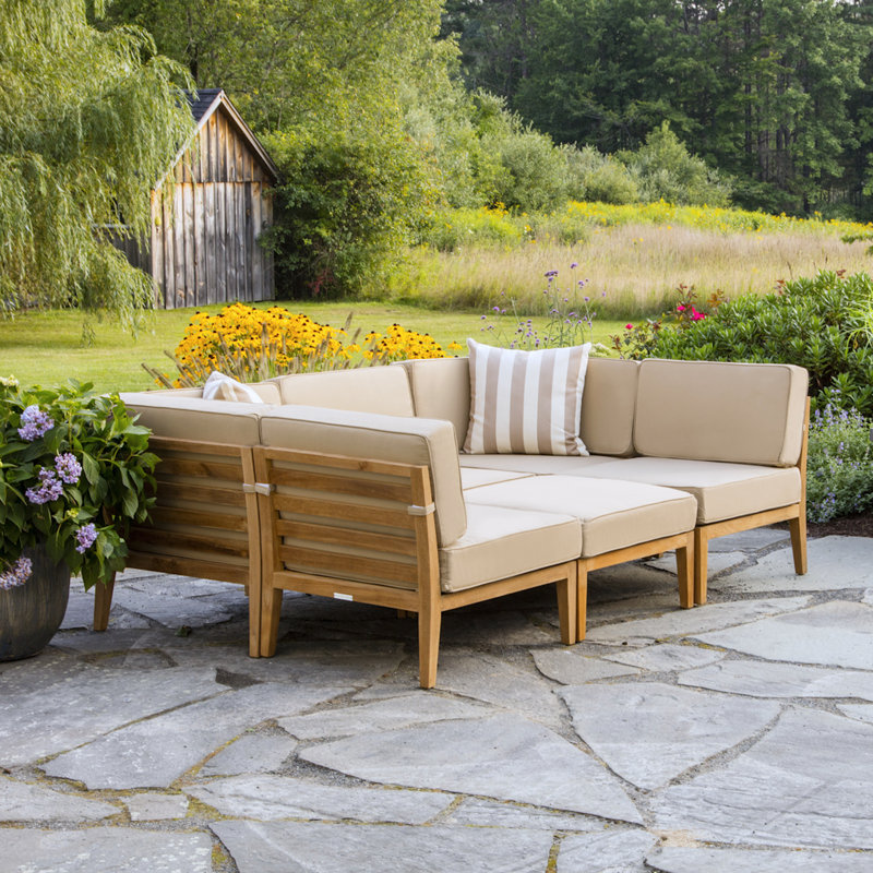 Madbury Road Bali Teak Patio Sectional With Cushions Wayfair Trending Searches Smart Coffee Table Outdoor Decor
