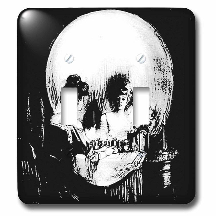 Single Wall Light Cover 1-Gang Device Receptacle Black-and-White Skull with Bone Single Wall Light Cover 1-Gang Device Receptacle Black-and-White Skull with Bone