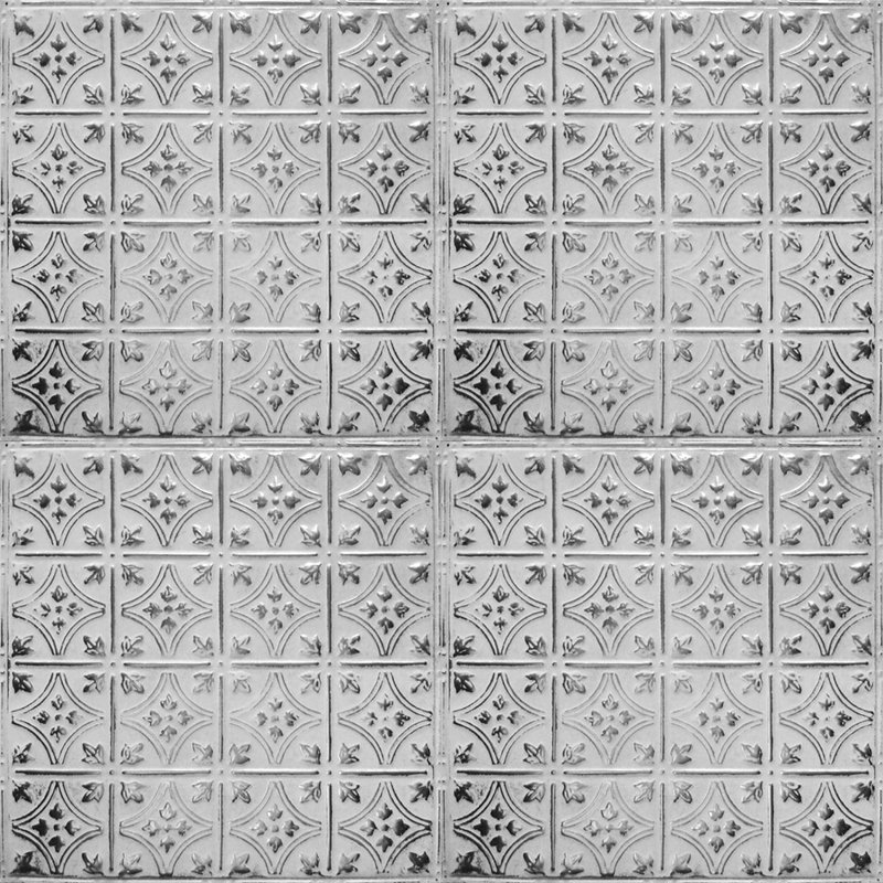 Tin 2 ft. x 2 ft. Glue-Up Ceiling Tile in Silver Washed White