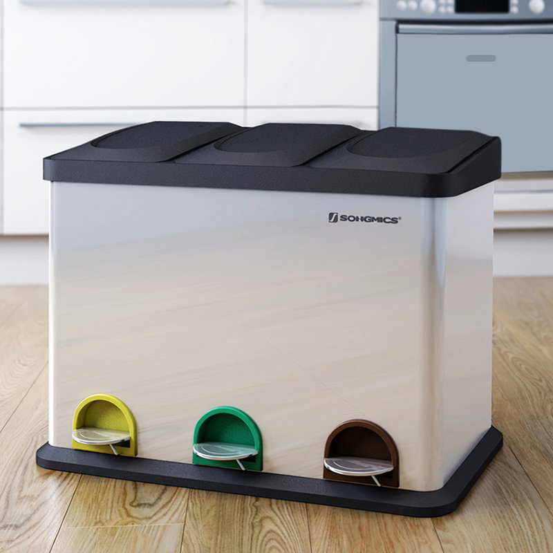 Songmics Stainless Steel 45 Litre Step On Rubbish Bin Reviews Wayfair Co Uk