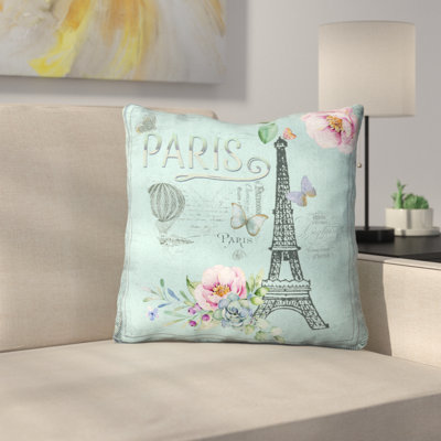 East Urban Home Vintage Typography Paris And Eiffel Tower Throw