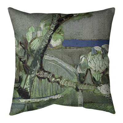 Vincent Van Gogh Blossoming Almond Branch in a Glass Floor Pillow  Standard ArtVerse Size 36 x 36 Color Green