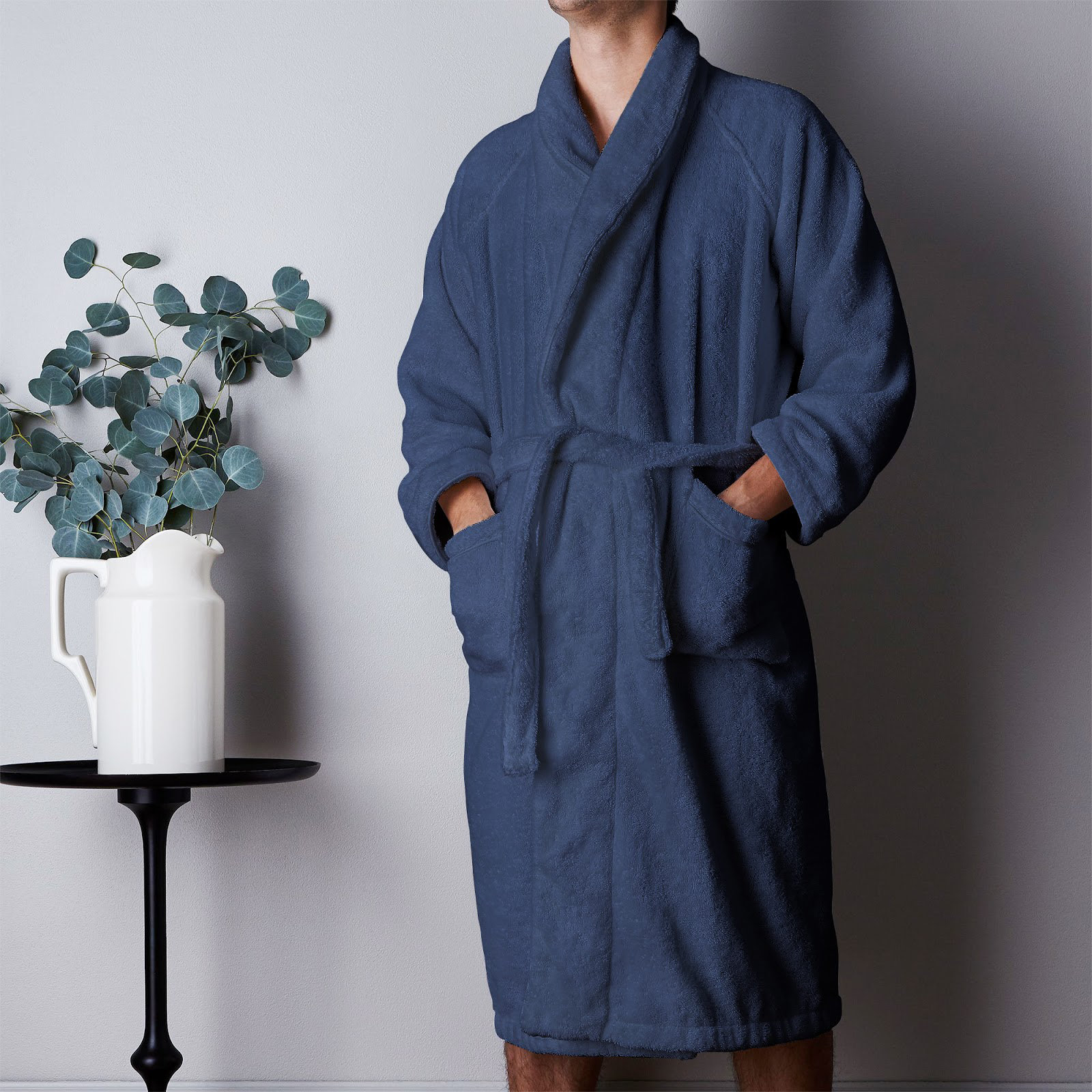 Navy One Size Fits Most Unisex//One Size Fits Most Waffle Bathrobe 100/% Egyptian Cotton Luxor Linens LUXA House