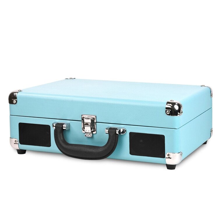 Bluetooth Suitcase Record Player 3-Speed Modern Turntable Play Listening Music