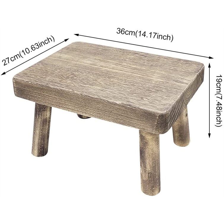 Wooden Small Stool Square Footstool Step Stool Home Children Seat Vintage Chair