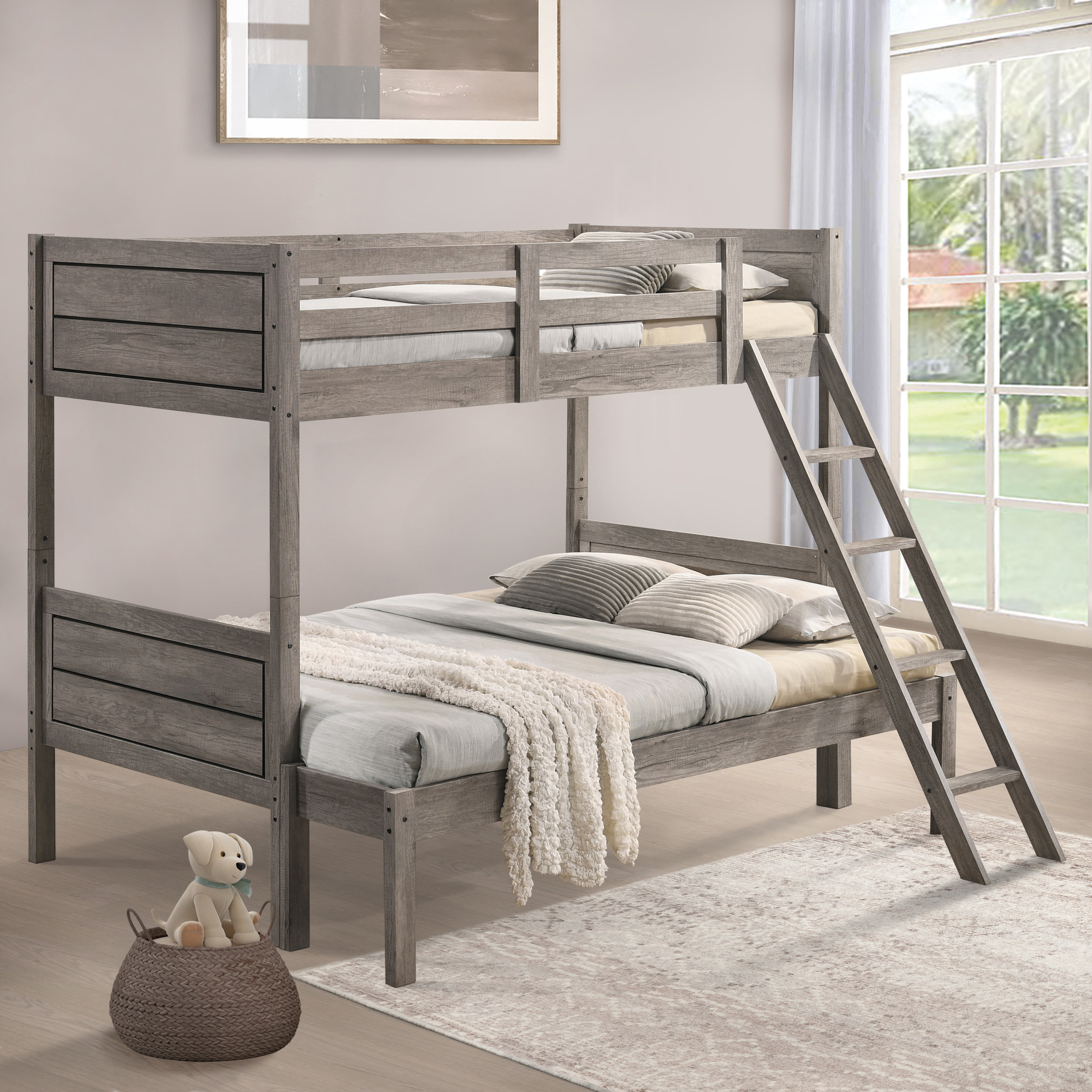 CDecor Home Furnishings Brenton Weathered Taupe Twin Over Full Bunk Bed ...