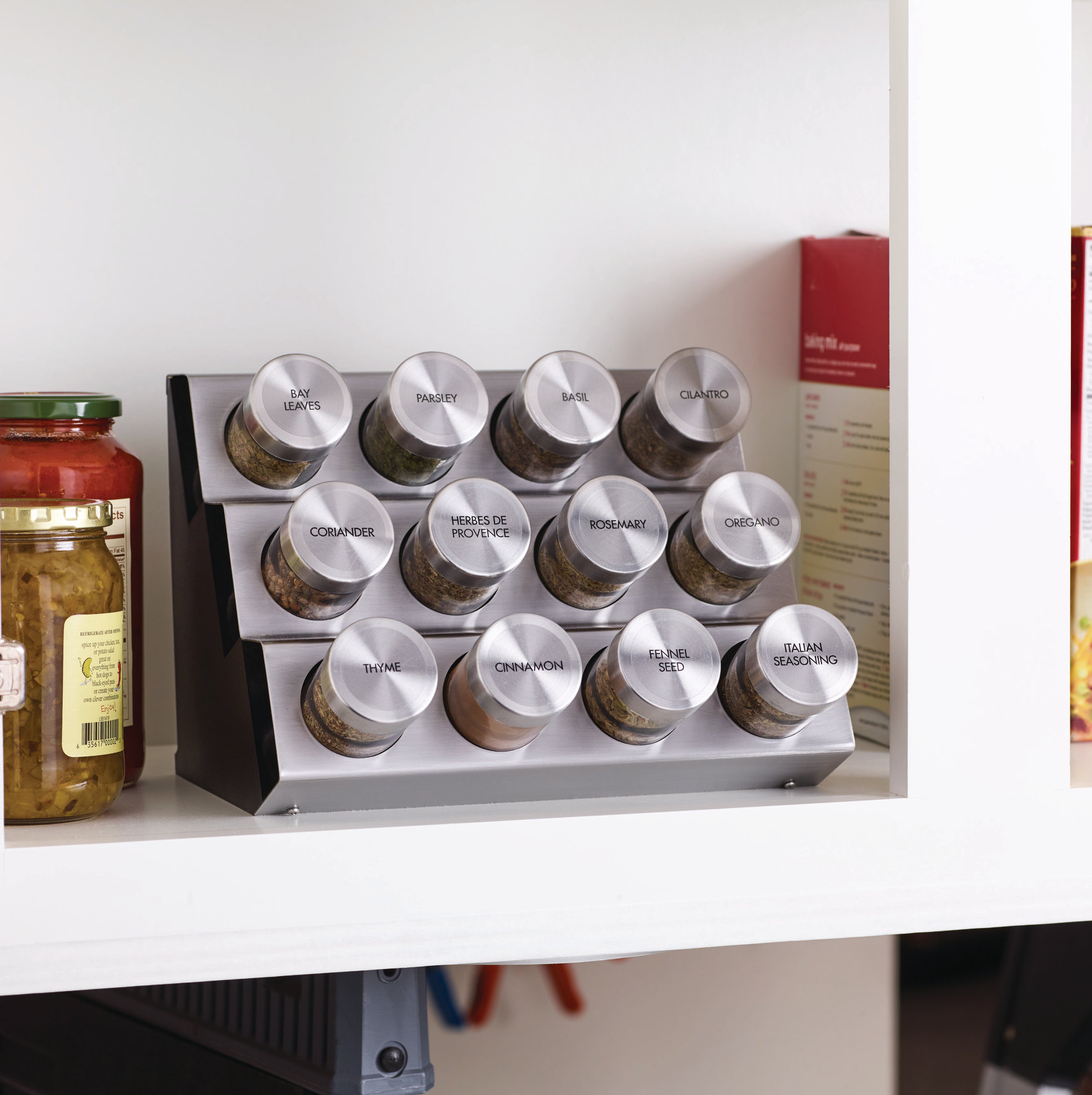 brushed stainless steel spice rack