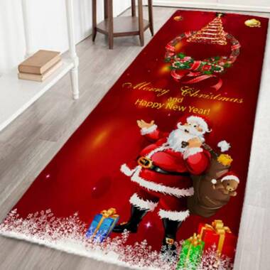 Christmas Santa Claus Anti-slip Kitchen Floor Mat Xmas Home Decor Carpet Rug CC 