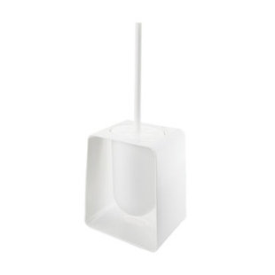 white wooden toilet brush holder