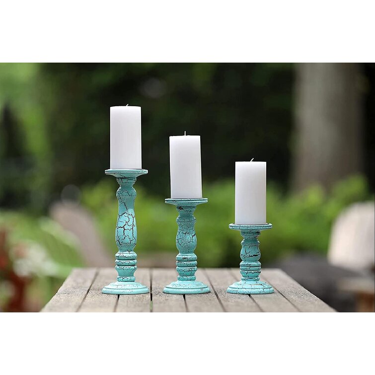 Candle Holders for Pillar Candles Floor Candle Holders Tall Set of 2 Farmhouse Pillar Candle Stand Wood Handcrafted Rustic Candle Holder Large Decorative Candles for Wedding Home Party