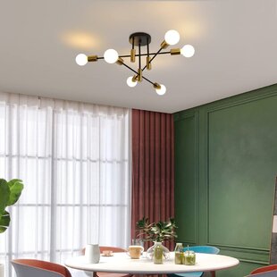 Green Fun & Funky 3 Arm Ceiling Light Chandelier Red Yellow-Wood/Metal Fitting 