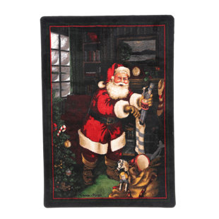 Kitchen Christmas Rugs Wayfair Winter Seasonal Santa S Visit Christmas Area Rug