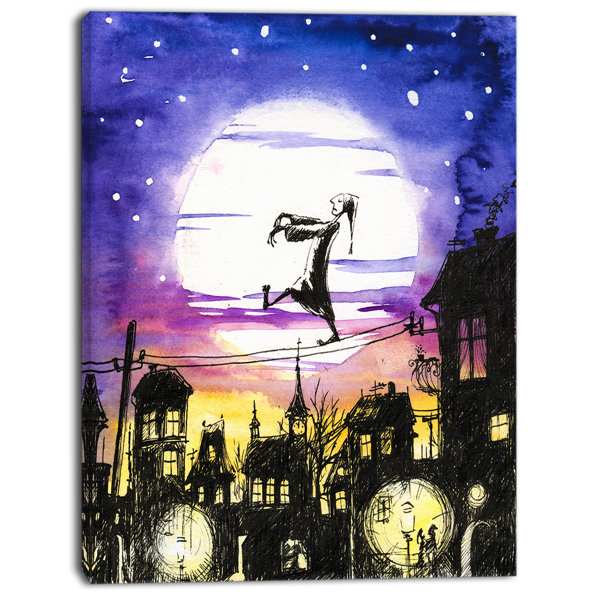 Designart Sleepwalker In Moonlight Painting Print On Wrapped