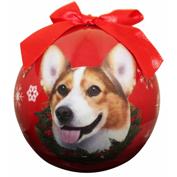 Holiday Pet Gifts Cardigan Corgi Black Brindle Dog Santa Hat Porcelain Ornament