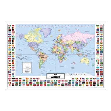 13" x 18" by American Geographics US and World Desk Map Laminated 